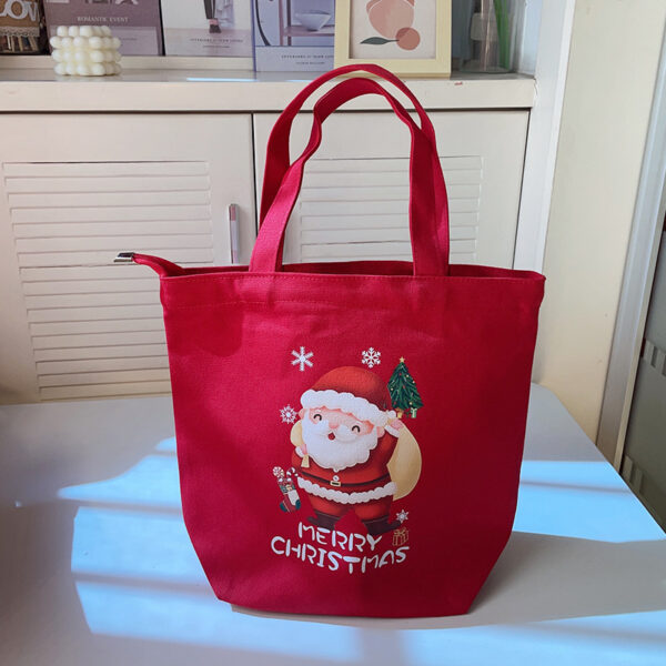 Minimally Handheld Christmas Printed Canvas Bag - Image 2