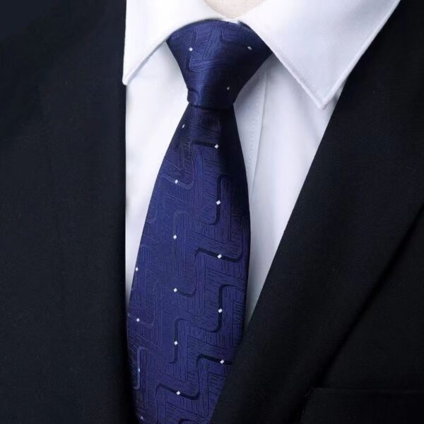 Mens Business Formal Zipper Tie With Blue Stripes - Image 50