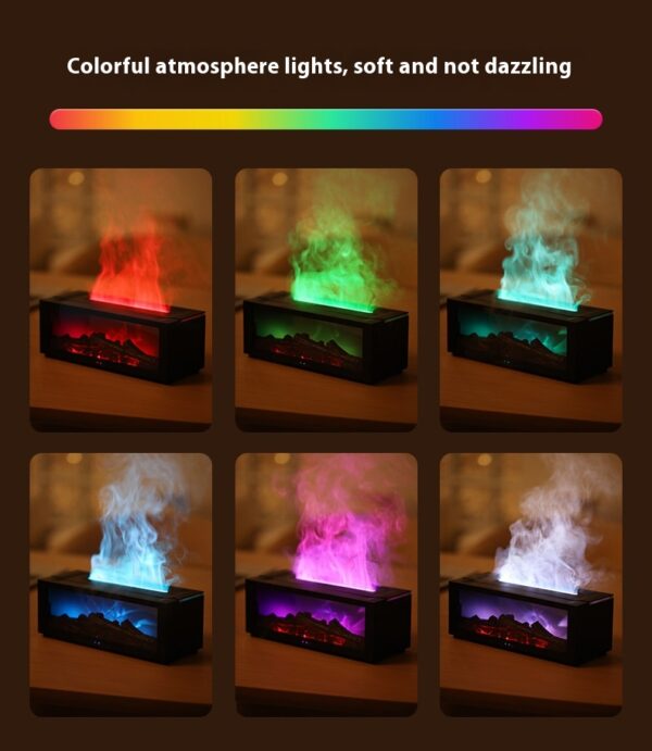 New Flame Aromatherapy Machine Colorful Essential Oil Diffuser Home Large Fog Volume Flame Humidifier 3D Flame Fireplace Machine - Image 20