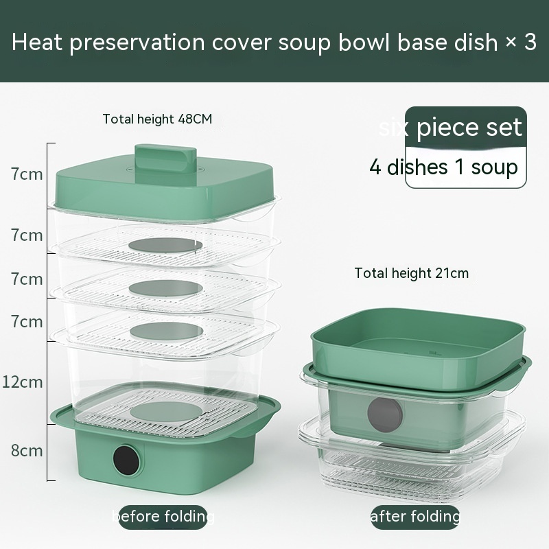 Multi-layer Dish Cover Heat Preservation Kitchen Cover Dining Table Leftover Storage Box Transparent Stack Cooking Hood Steamer - Image 21