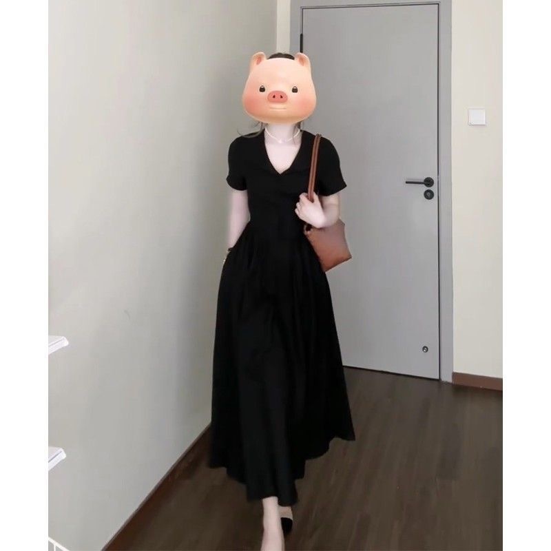 Womens Fashion Lapel Collar Retro Defined Waist Short-Sleeve Dress - Image 6