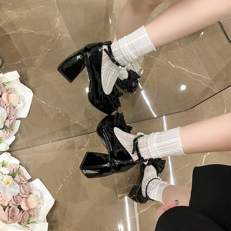 2026 Spring Sweet Bow & Pearl Mary Jane Heels For Women-Cute Platform Block Heel Pumps For Dressy Outings - Image 6