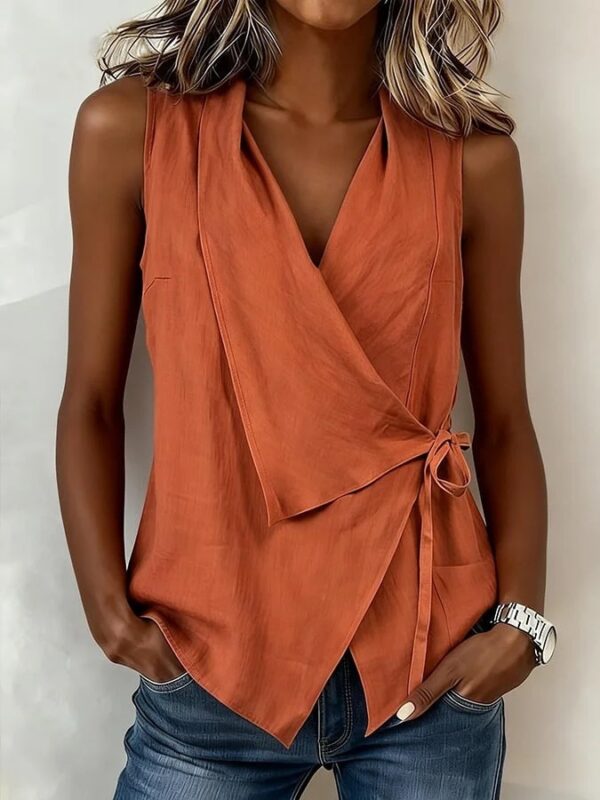 Chocolate-colored Women's Sleeveless Shirt - Image 10
