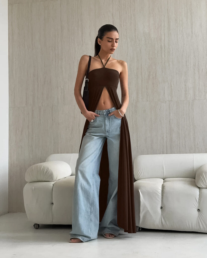 Halter-neck Sleeveless Strapless High Slit Dress
