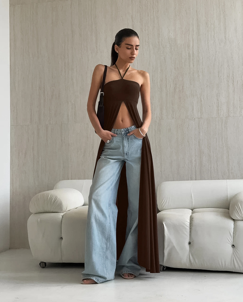 Halter-neck Sleeveless Strapless High Slit Dress - Image 8