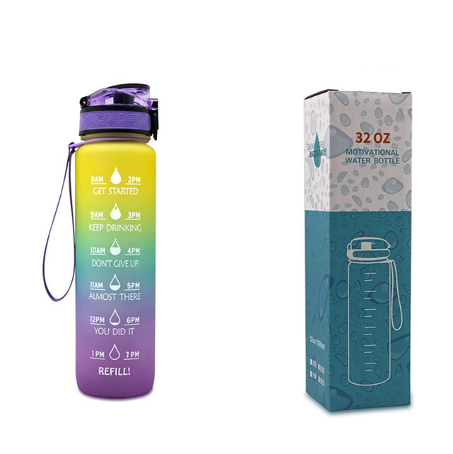 1L Tritan Water Bottle With Time Marker Bounce Cover Motivational Water Bottle Cycling Leakproof Cup For Sports Fitness Bottles - Image 46