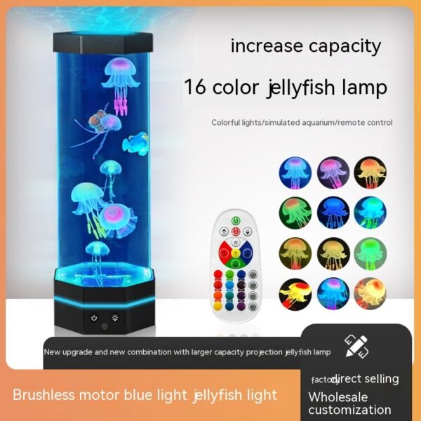 Jellyfish Lava Lamp 17 Colors Changing 15inch Jellyfish Lamp With Remote Control USB Plug-in Bubble Fish Lamp Kids Night Light Creative Projector Lamp Home Decor - Image 5
