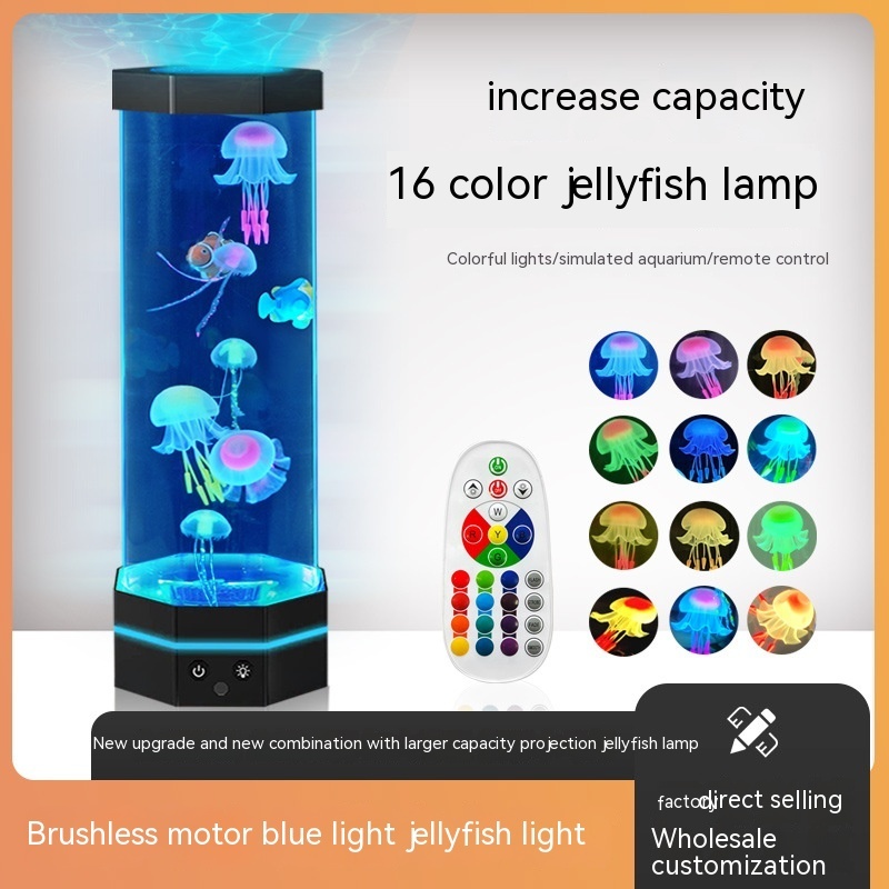 Jellyfish Lava Lamp 17 Colors Changing 15inch Jellyfish Lamp With Remote Control USB Plug-in Bubble Fish Lamp Kids Night Light Creative Projector Lamp Home Decor - Image 5