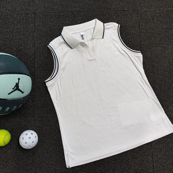 Cross-border New Womens Tennis Outfit T-shirt With A Turn-down Collar And No Sleeves - Image 11