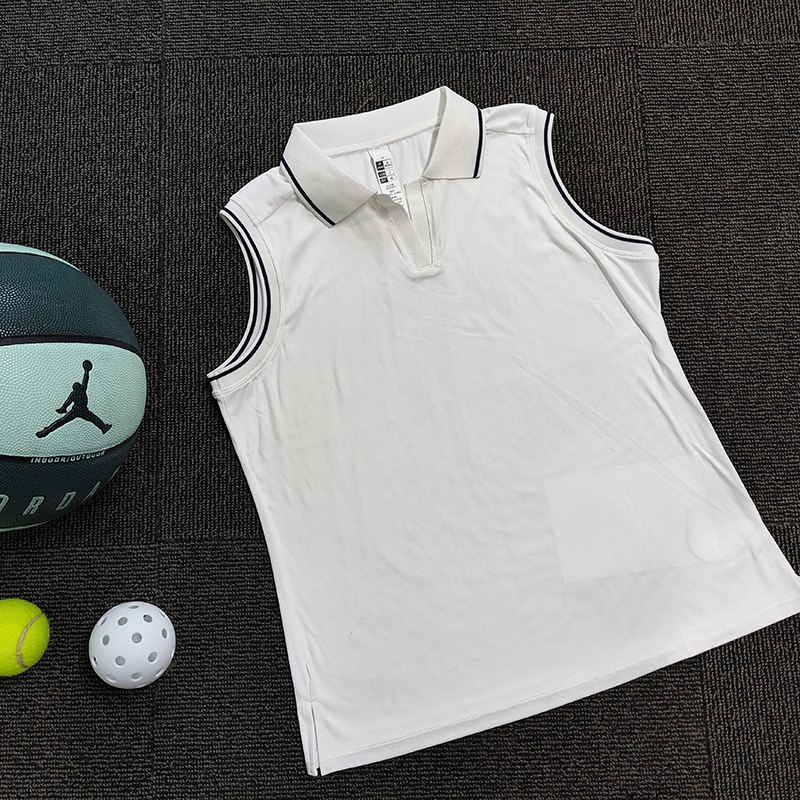 Cross-border New Womens Tennis Outfit T-shirt With A Turn-down Collar And No Sleeves - Image 11