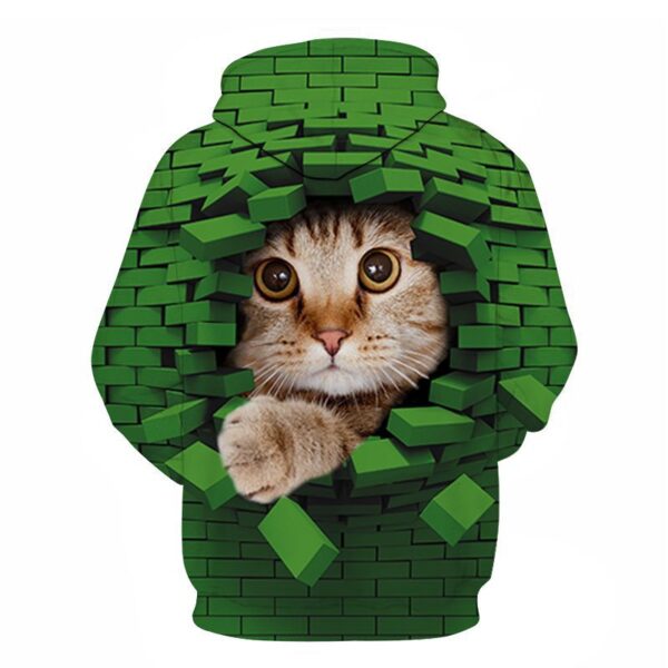 Couples Hoodie With 3D Digital Cat Print - Image 11