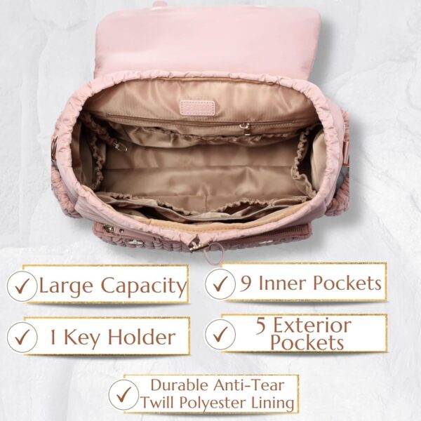 Large-Capacity Stylish Insulated Quilted Mommy Backpack For Outdoor Travel - Image 5
