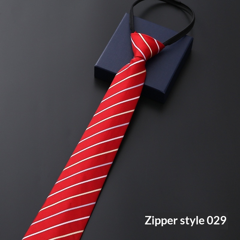 Mens Business Formal Zipper Tie With Blue Stripes - Image 49