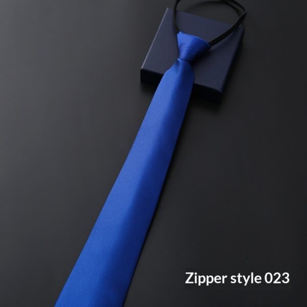 Mens Business Formal Zipper Tie With Blue Stripes - Image 12