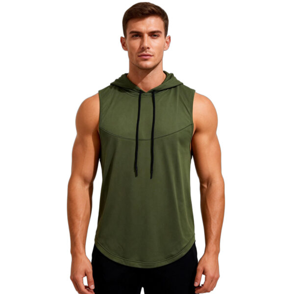 Men's High-Elastic Breathable Fitness Vest With Hood - Image 9