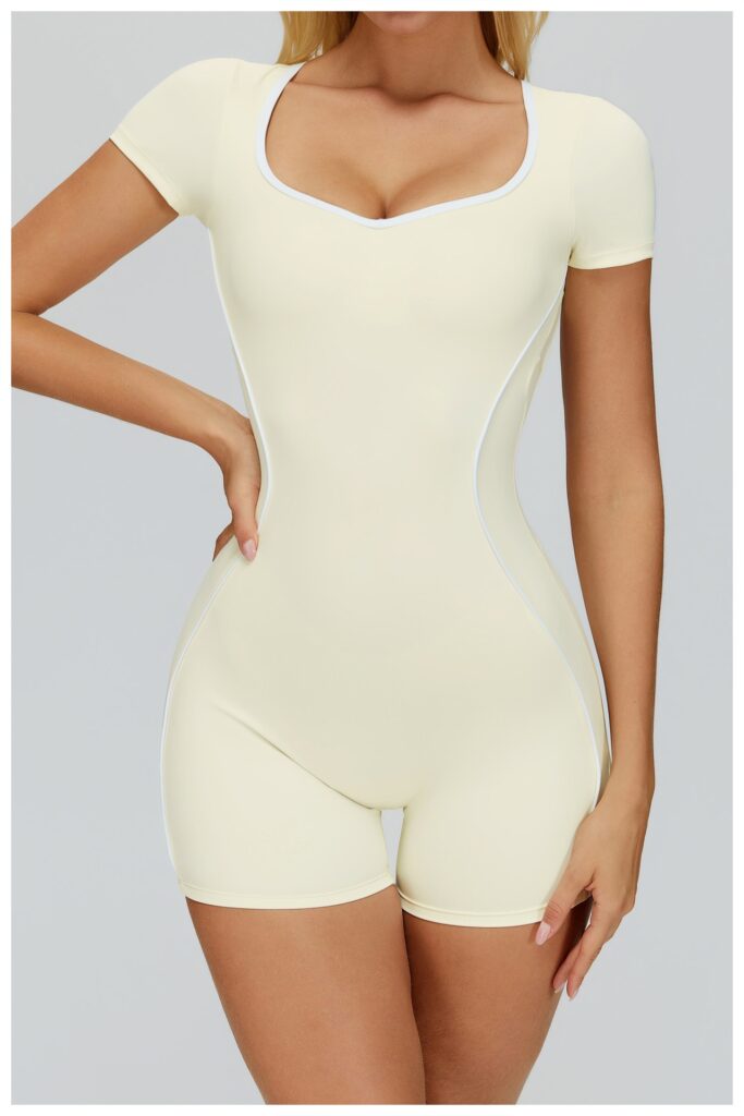 Jumpsuit With Cutout Back, Form-fitting Athletic Fitness Wear