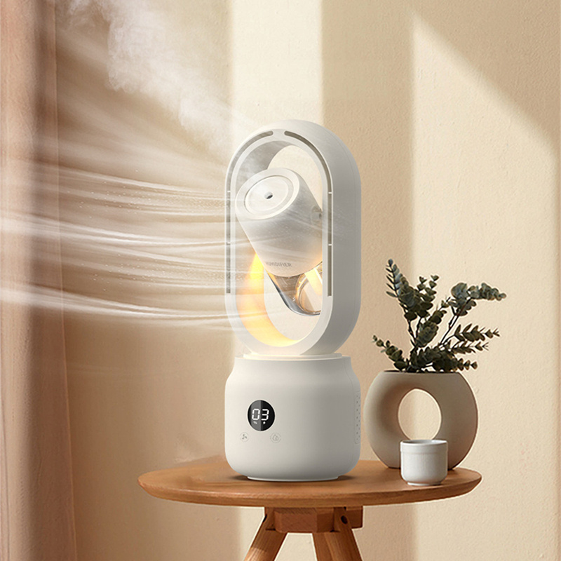 Summer Water Cooled Spray Mist Electric Fan USB Rechargeable Portable Wireless Air Humidifier Bladeless Ventilator Table Fan - Image 7