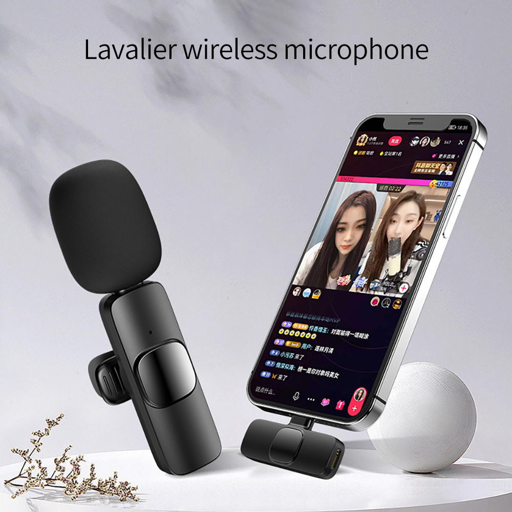 Wireless Lavalier Microphone Portable Audio Video Recording Mini Mic For I Phone Android Long Battery Life Live Broadcast Gaming - Image 1