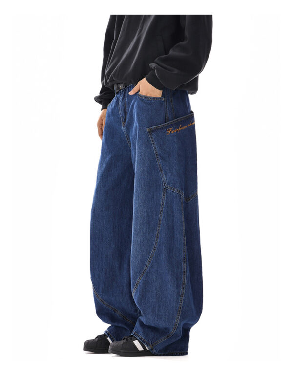 American-style Vintage Design Scimitar Workwear Jeans For Men And Women - Image 10