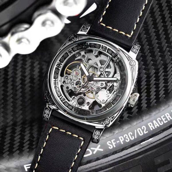 Carved Vintage Fashion Hollow Mechanical Automatic Mens Watch - Image 5