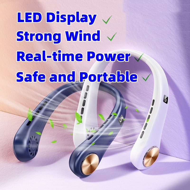 New Mini Neck Fan Portable Bladeless Hanging Neck Rechargeable Air Cooler Mini Summer Sports Fans - Image 1