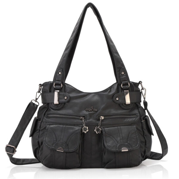 Fashion Ladies Soft Leather Portable Messenger Bag Crossbody Bags For Women Zipper Pocket Soft Casual Tote - Image 12