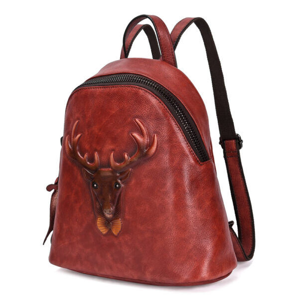 New Style Tree Skin care lotion Leather Retro Double Shoulder Bag Head Layer Cowhide Backpack Male Hand Rubbed Color Leather Casual School Bag Female - Image 4