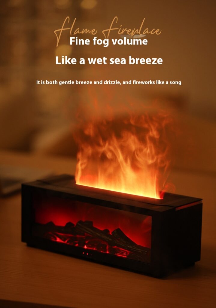 New Flame Aromatherapy Machine Colorful Essential Oil Diffuser Home Large Fog Volume Flame Humidifier 3D Flame Fireplace Machine
