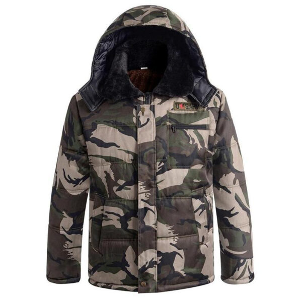Winter Thickened Fleece Lined Camouflage Cotton Padded Jacket For Men - Image 69