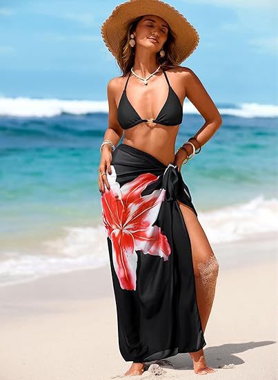 Women's Sheer Sarong High-Slit One-Size Swimsuit Cover-Up - Image 33