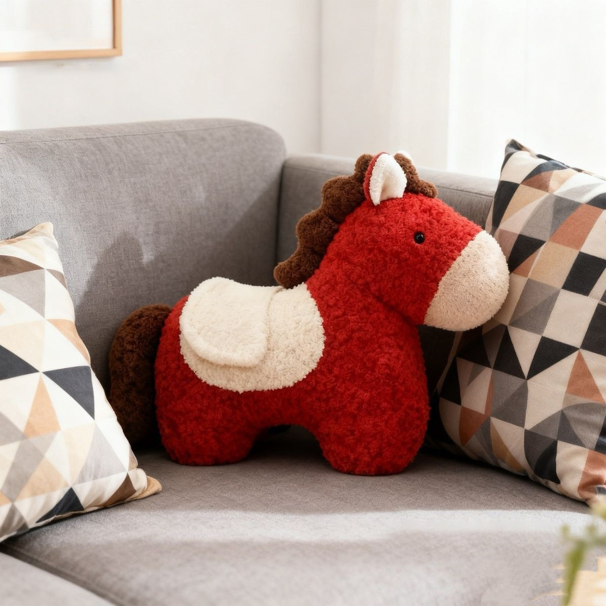 Plush Throw Pillow Spring Festival Horse Year New Decorative Ornaments - Image 1