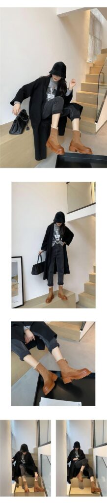 Thickened Front-Zip Ankle Boots Influencer-Style Cotton Shoes New Arrival