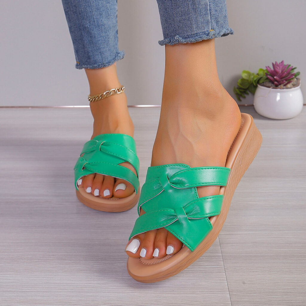 Bow-knot Plus-size Flat Sandals For Women