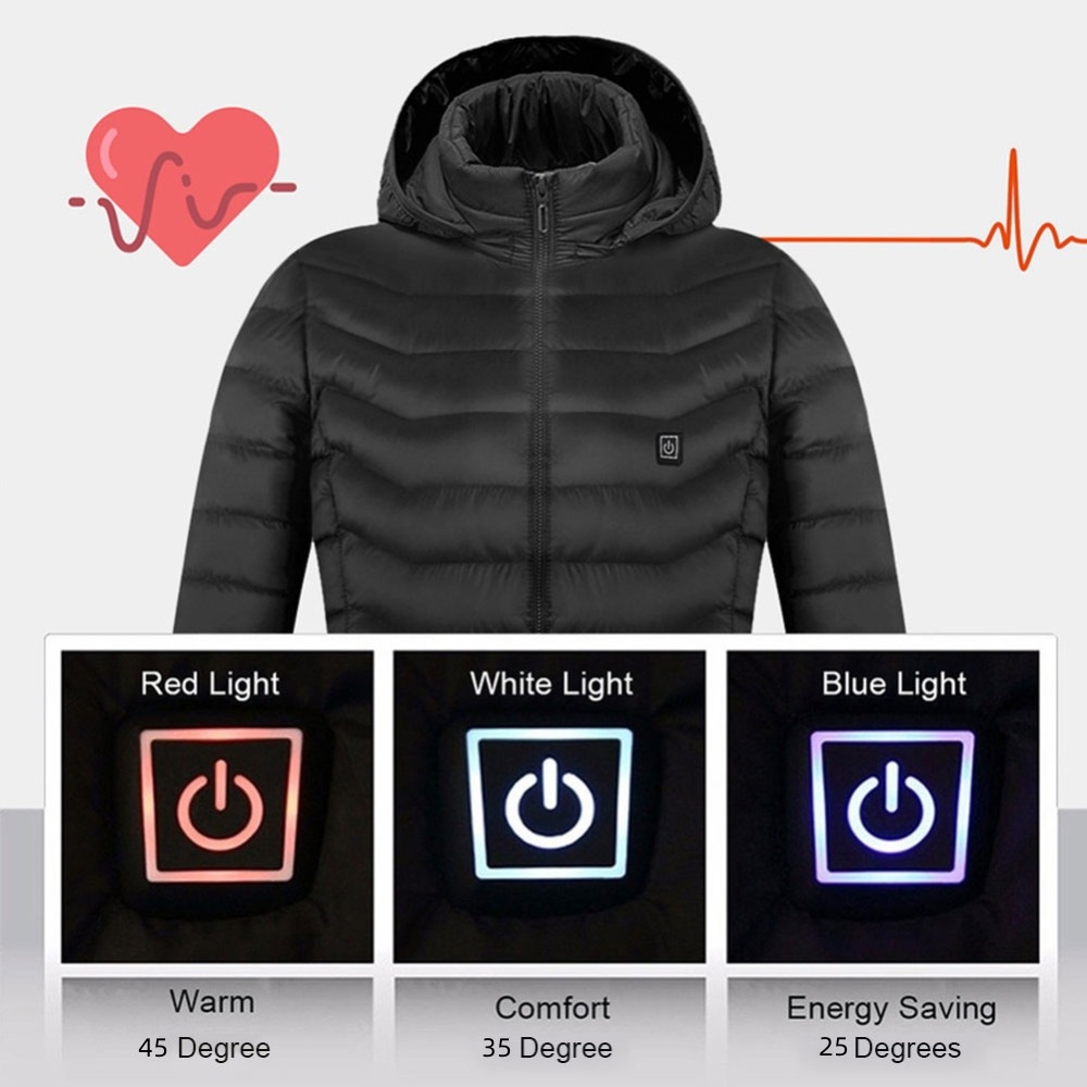New Heated Jacket Coat USB Electric Jacket Cotton Coat Heater Thermal Clothing Heating Vest Men