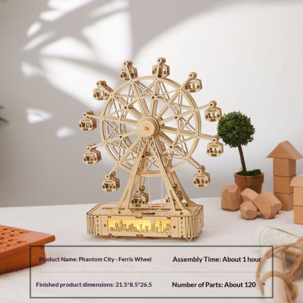 DIY Wooden 3D Puzzle - Irregular Shaped Ferris Wheel Model - Image 4