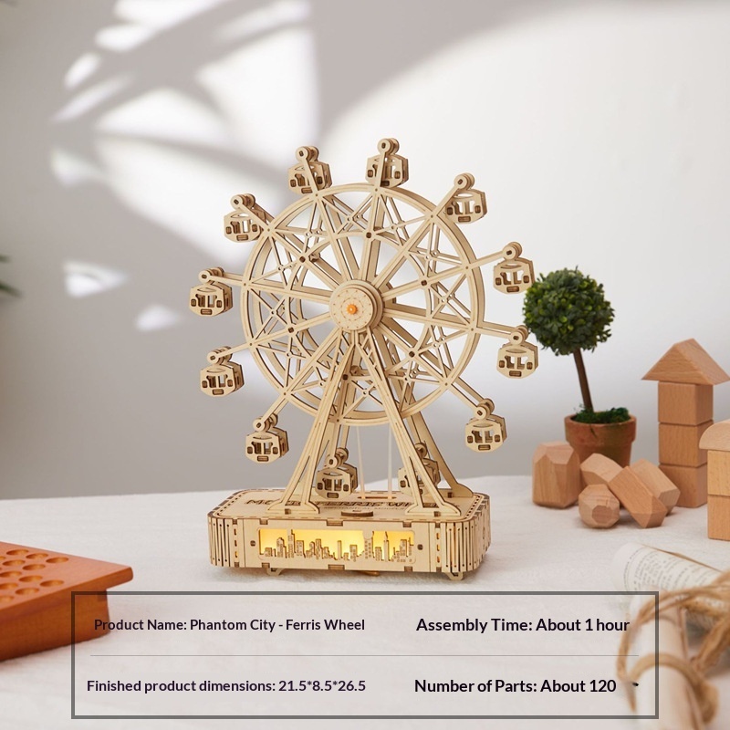 DIY Wooden 3D Puzzle - Irregular Shaped Ferris Wheel Model - Image 4