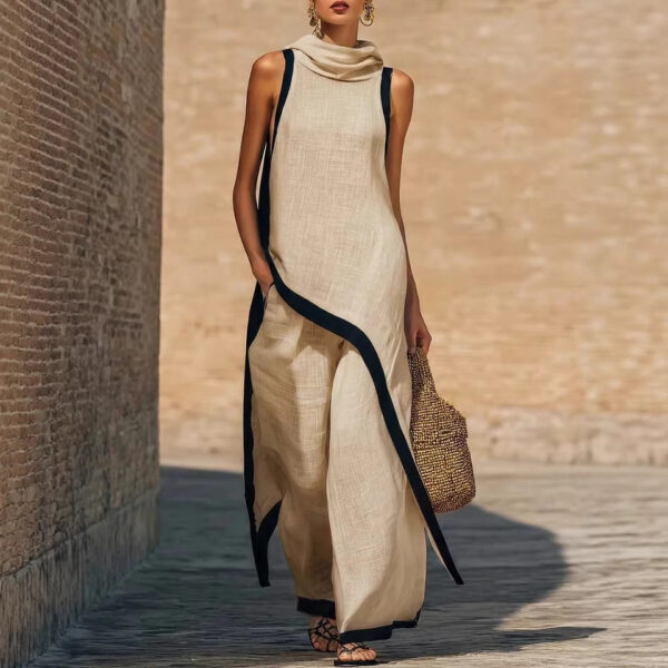 Irregular-cut Hooded Sleeveless Set - Image 4