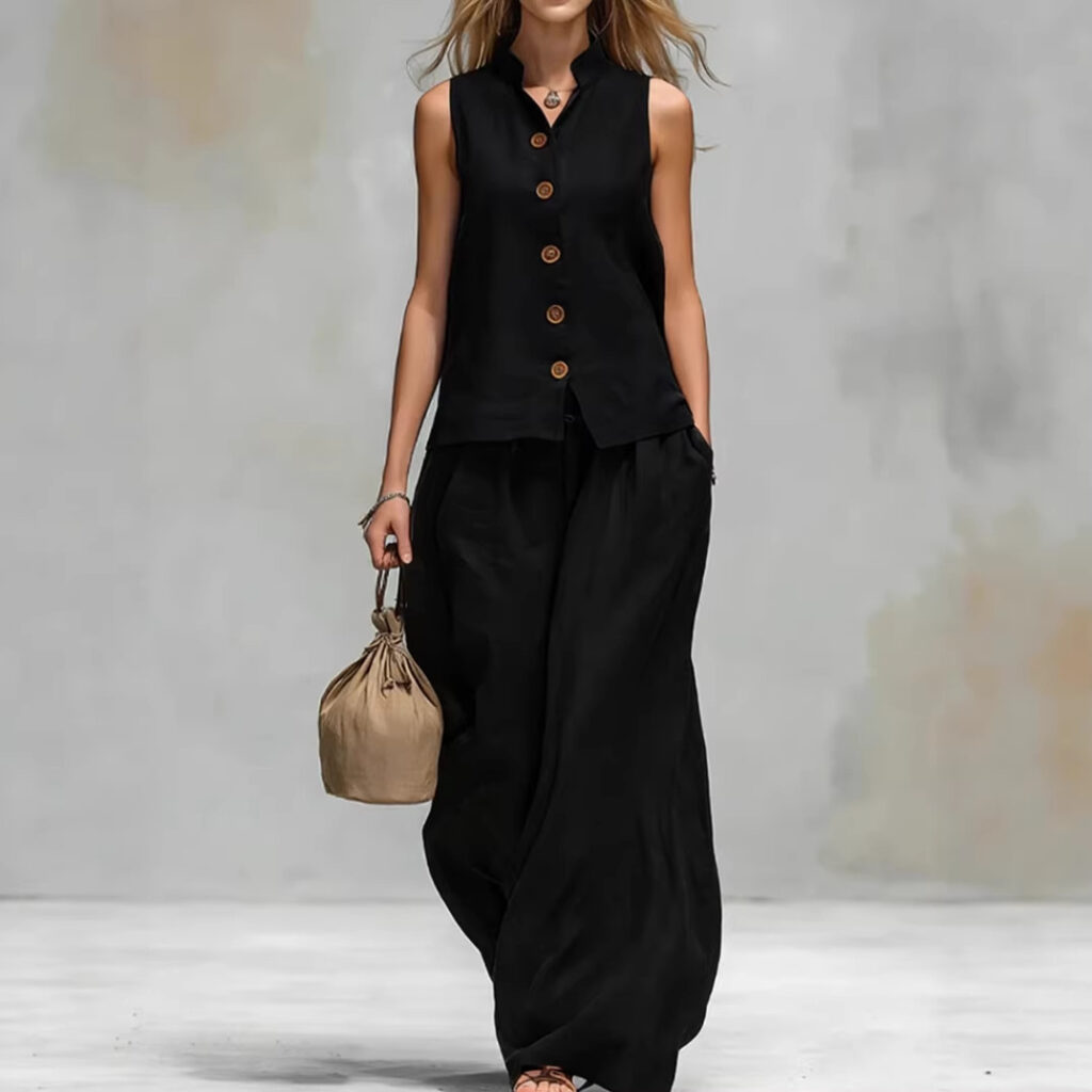 Fashionable Casual V-Neck Vest And Pants Set