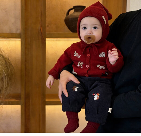 Embroidered Knitted Sweater Straight-leg Pants And A Romper - Image 16