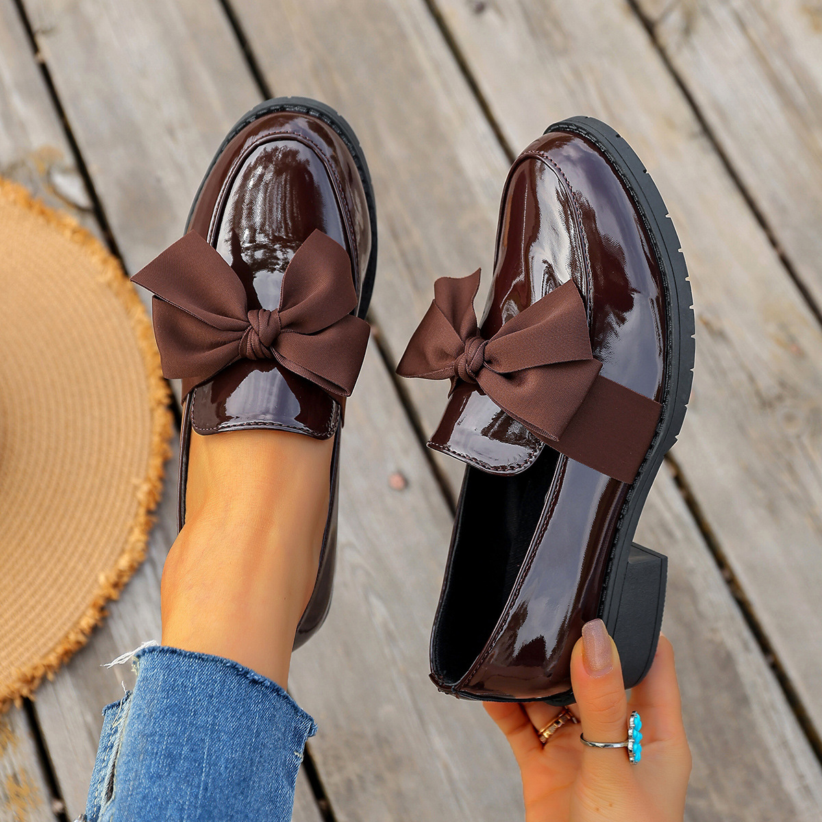 Plus-size Bow-knot Slip-on Loafers For Women - Image 21