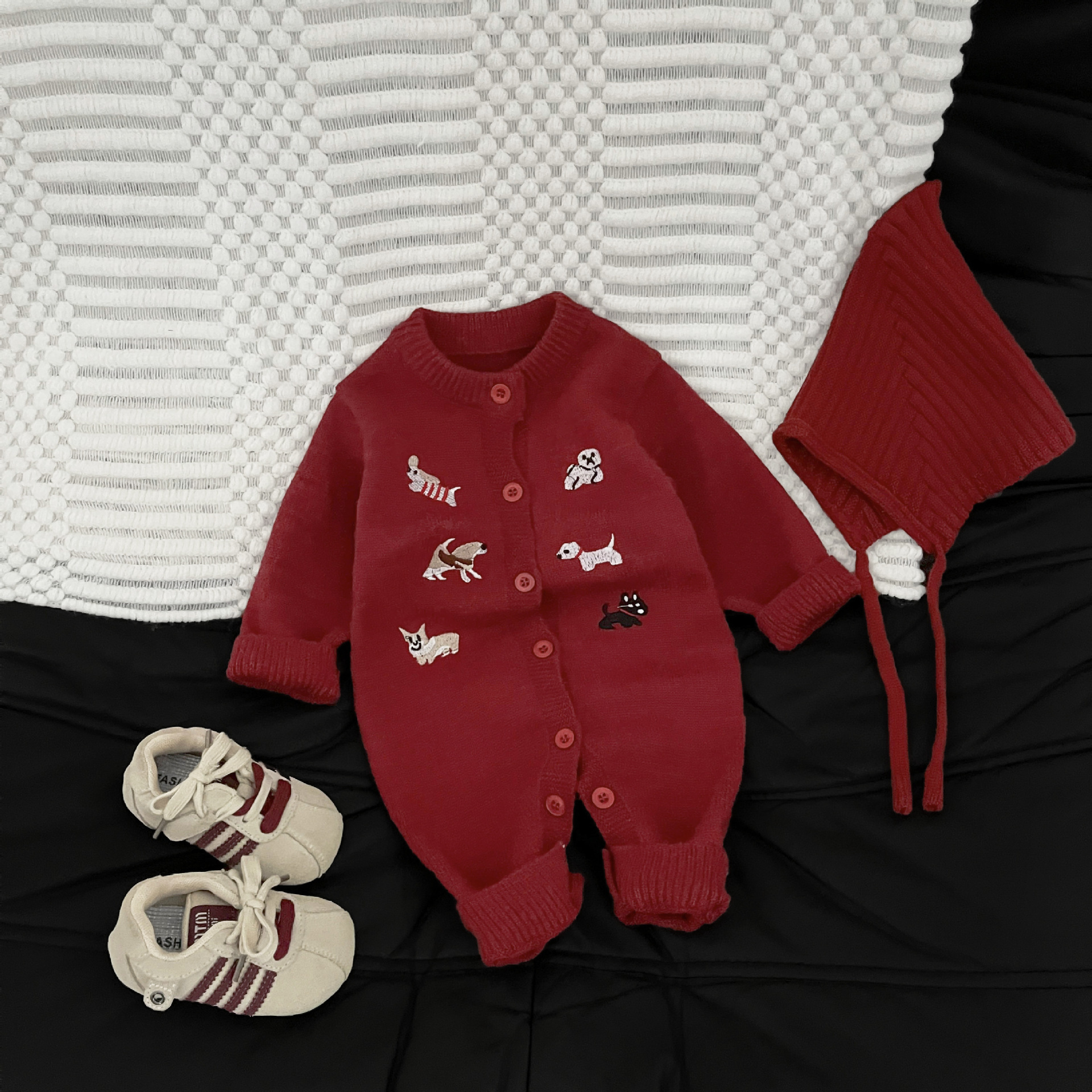 Embroidered Knitted Sweater Straight-leg Pants And A Romper - Image 5