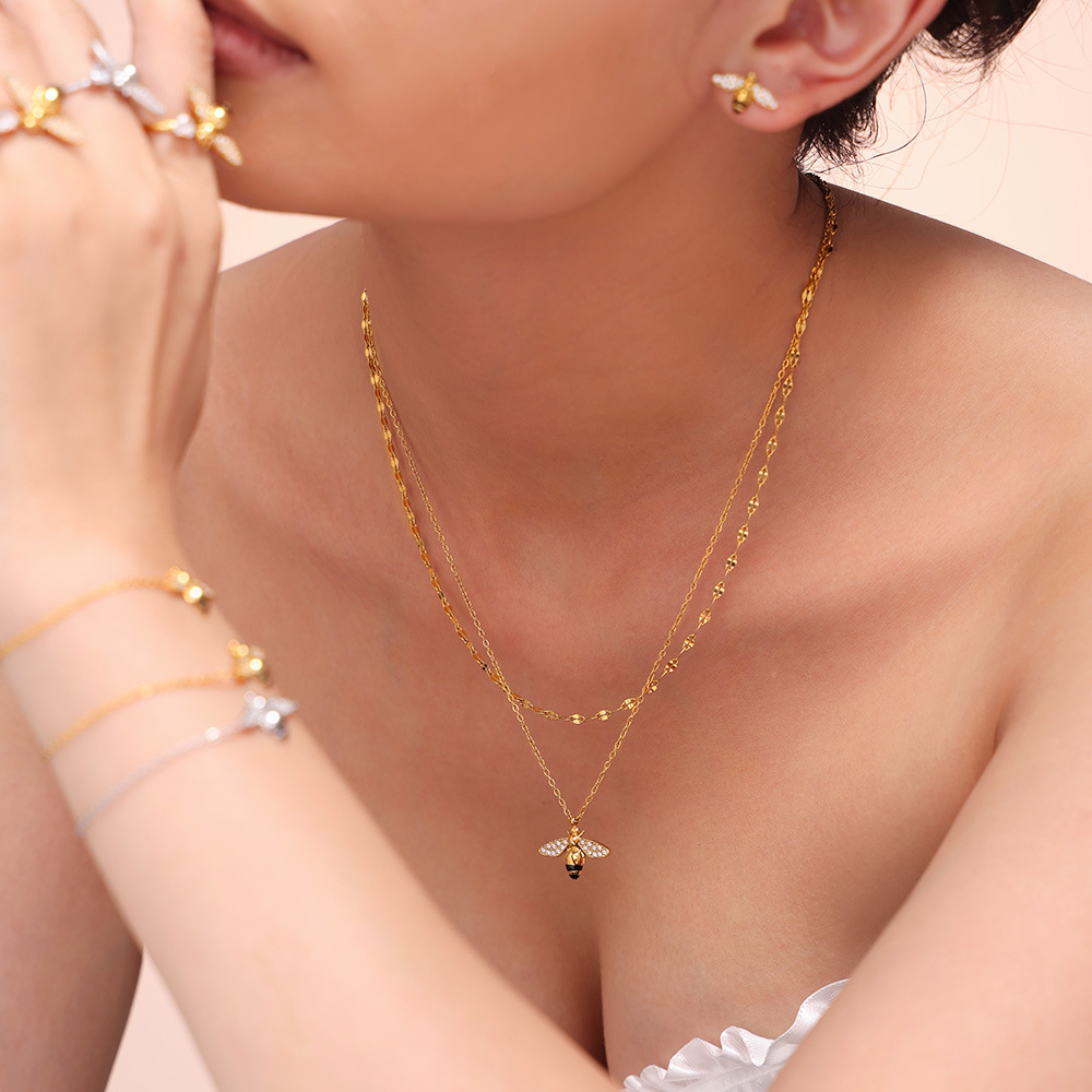 Stylish Oil-Drip Zircon Hardworking Little Bee Bracelet - Image 7