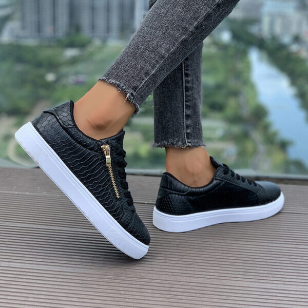 Versatile Women's Casual Sneakers With Side Zipper - Image 4