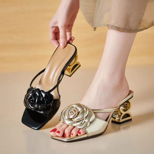Light Luxury Minority French High Heel Slippers Women - Image 1