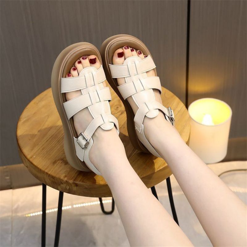 One-strap Open-toe Sandals With A Rubber Mid-heel