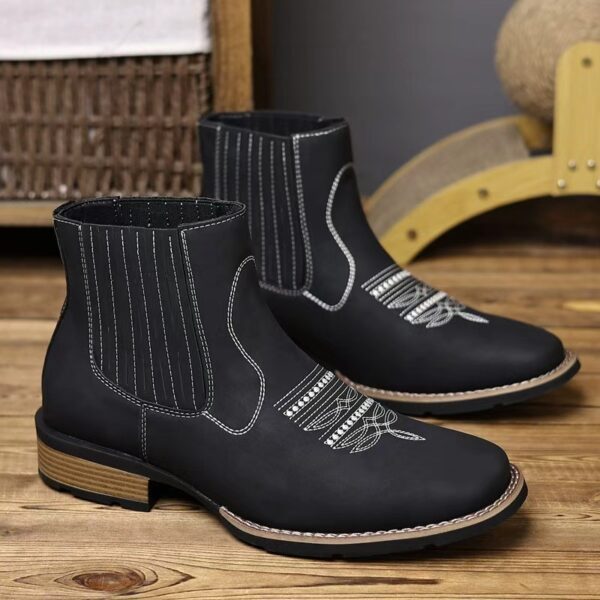 Embroidered Ankle High Mens Martin Boots - Image 9