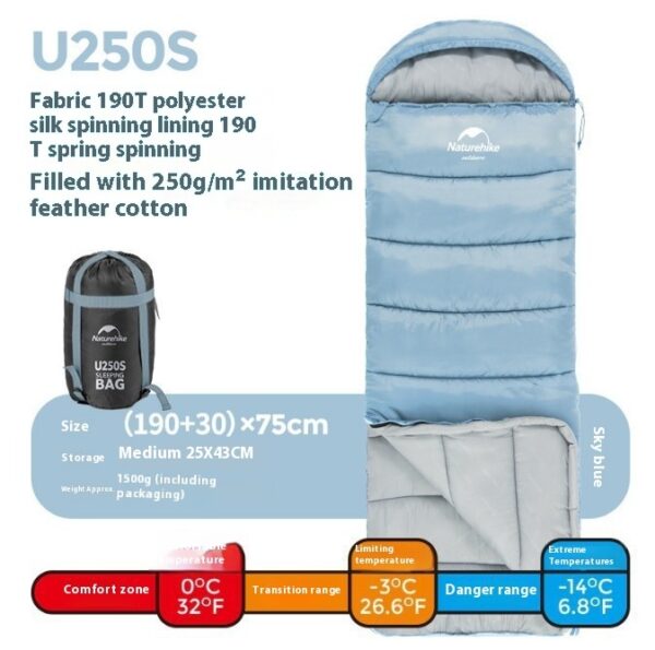 Naturehike Series Envelope Hooded Sleeping Bag Outdoor Camping Autumn And Winter Cold-proof Double - Image 28