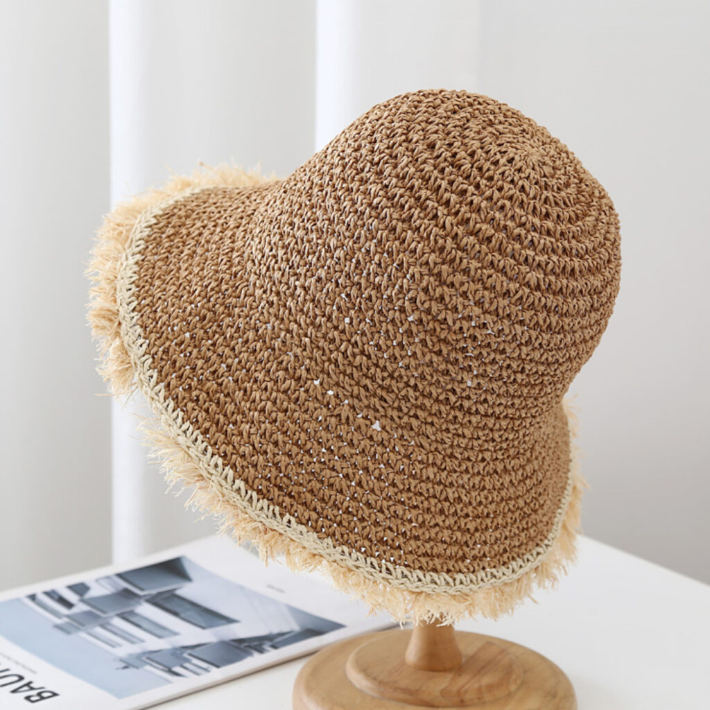 The Korean Version Of The Wide-brimmed, Fringed, Woven Straw Hat, Sun Hat, Round-top Fisherman's Hat, Beach Vacation Hat, And Sandcastle Hat Is Suitable For Vacations.