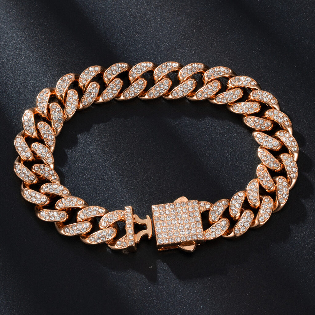 Spring Buckle Cuba Bracelet Alloy Full Diamond