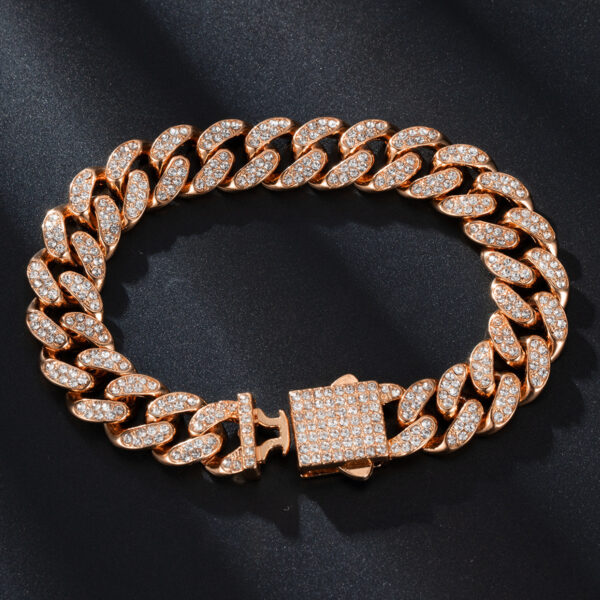 Spring Buckle Cuba Bracelet Alloy Full Diamond - Image 10